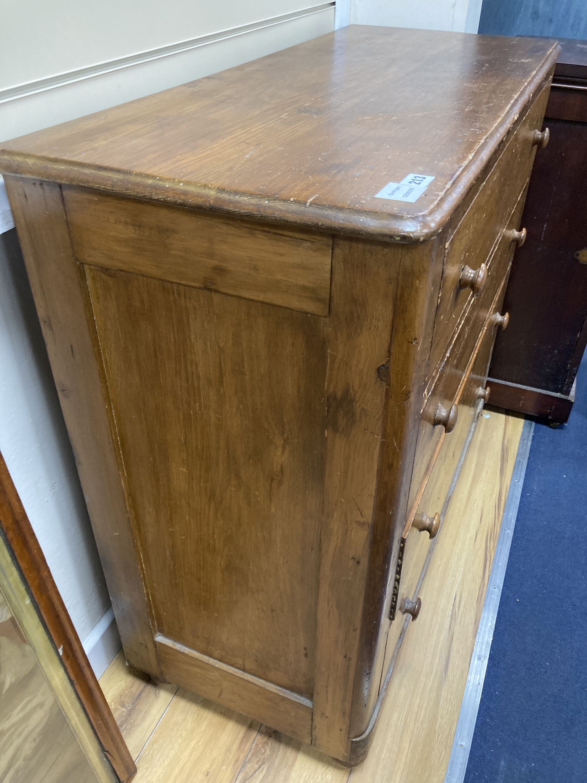 A 19th century pine four drawer chest, with painted grain, width 100cm depth 42cm height 91cm